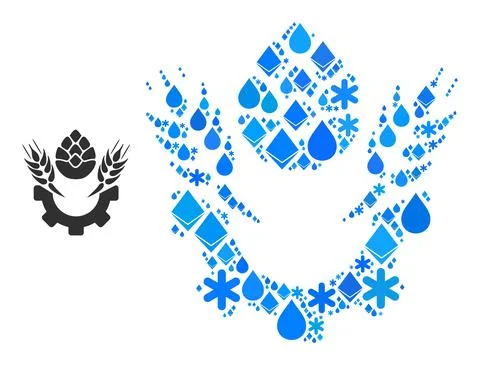 Fresh Blue Water Composition Beer Industry Icon Stock Illustration
