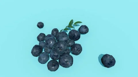 Fresh Blueberries on Blue Background Stock Footage 320828054