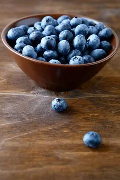 Fresh blueberries in a bowl, closeup 写真素材