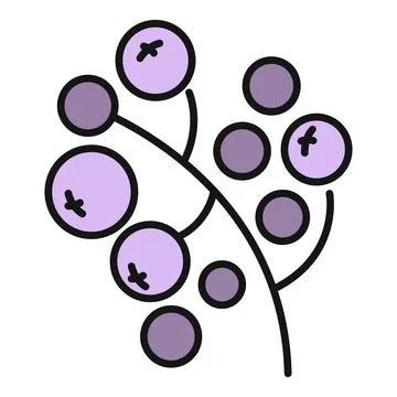 Fresh blueberries flat line art fruit icon Stock Illustration