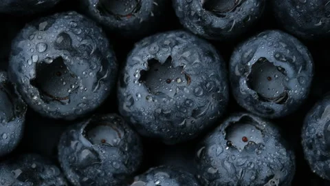 Fresh blueberries macro, top view. Sliding shot Stock Footage 201488357