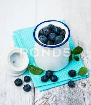 Fresh blueberries on a table Stock Photos