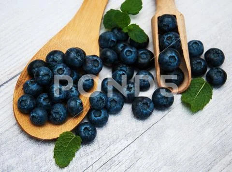 Fresh blueberries on a table Stock Photos