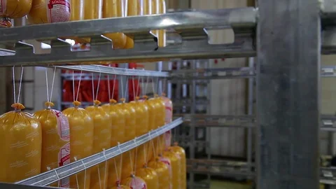 Fresh boiled sausage  Stock Footage 81033919