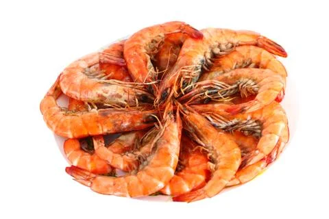Fresh boiled shrimp Stock Photos