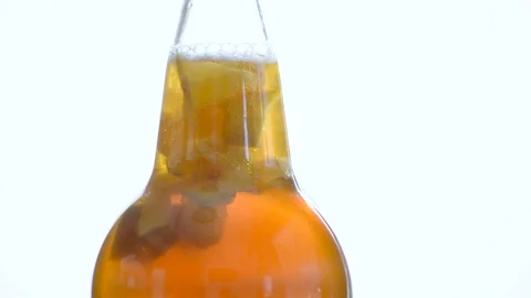 Fresh bottle of lemon kombucha Stock Footage 88787590