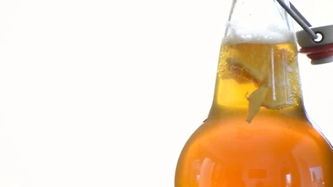 Fresh bottle of lemon kombucha Video stock 88787657