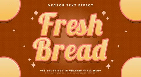Fresh Bread 3d editable text effect Template Stock Illustration