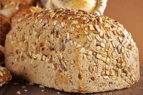 Fresh bread and buns close up Stock Photos