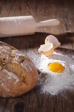 Fresh bread and buns close up Stock Photos