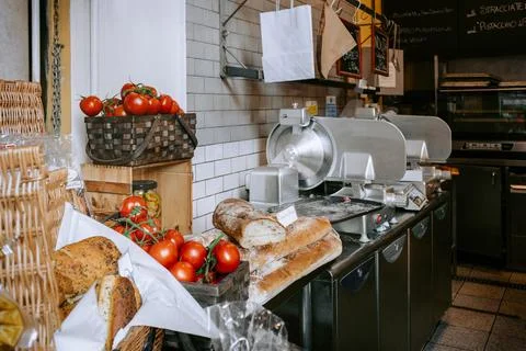 Fresh bread in artisan bakery Stock Photos