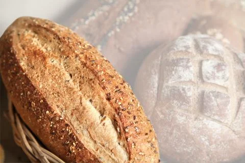 Fresh bread background Stock Photos