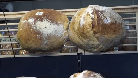 Fresh bread, bakery Stock Footage