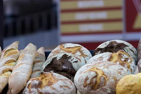 Fresh bread in the bakery. Stock Photos