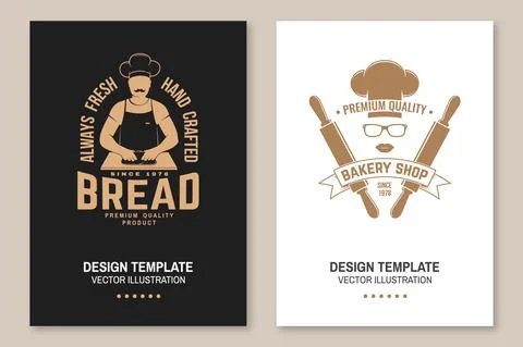 Fresh bread, bakery shop flyer, brochure, banner, poster. Vector. Typography 库存插图