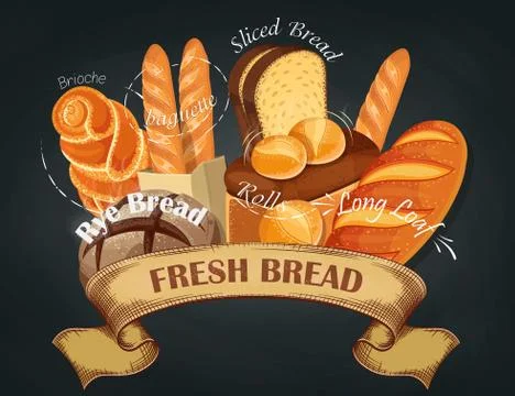 Fresh bread. Baking shop emblem. Bread logo for bakery shop. Branding, label Stock Illustration