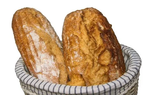 Fresh bread in the basket Stock Photos