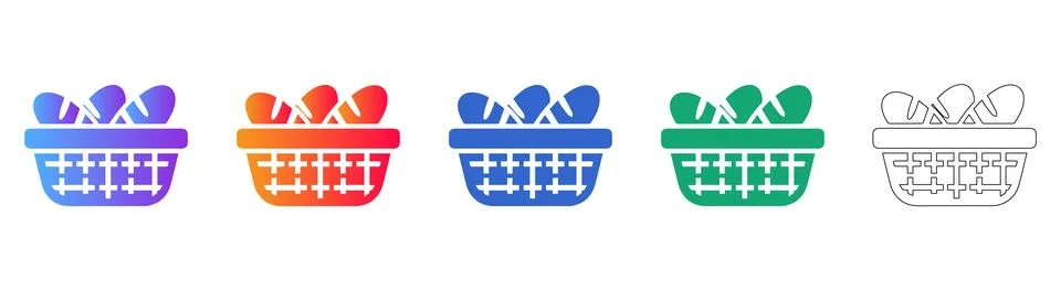 Fresh Bread Basket Vector Icon Set icon set Stock Illustration