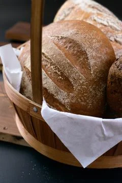 Fresh bread in bread shop Stock Photos