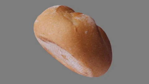 Fresh bread bun spin and float - isolated, alpha channel included Video stock 139514753