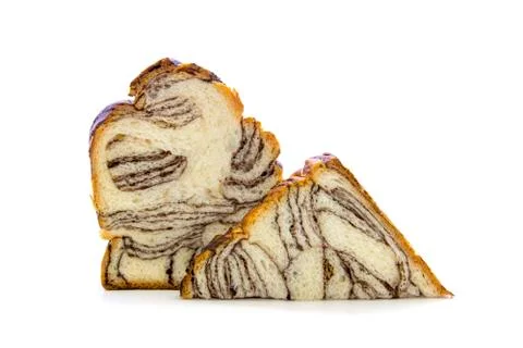 Fresh bread with chocolate pattern and sandwich cut Stock Photos