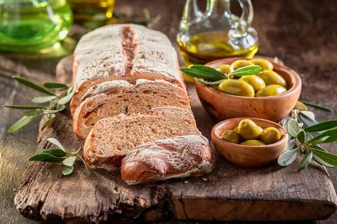 Fresh bread as a classic bread in Tuscany. Foto stock