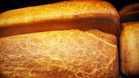 Fresh bread close-up, healthy eating, food background. Stock Footage 114811316
