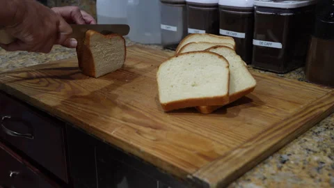 Fresh Bread Cut After Baking at Home Video stock 336311145