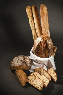 Fresh bread on a dark background 스톡 사진