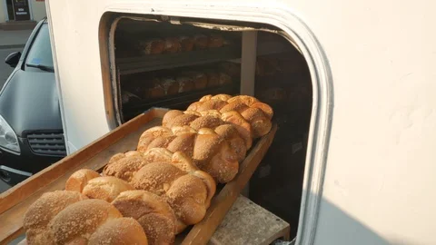 Fresh Bread Delivery. Typical scene, Brest, Belarus. Stock Footage 107993922