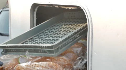 Fresh Bread Delivery. Typical scene, Brest, Belarus. Stock Footage 107994205
