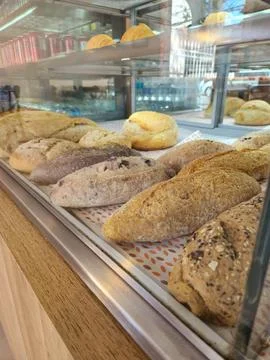 Fresh Bread on Display Stock Photos