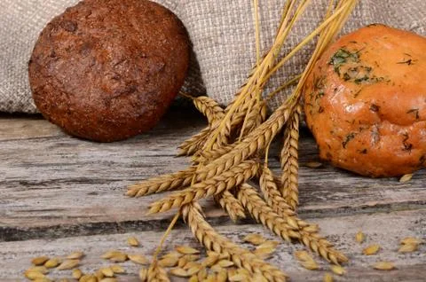 Fresh bread with ears a rye Stock Photos