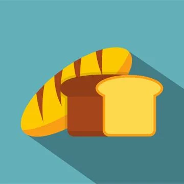 Fresh bread icon, flat style Illustrazione stock