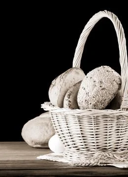 Fresh bread isolated on black Stock Photos