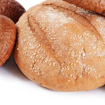 Fresh bread isolated on a white background Stock Photos