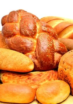 Fresh bread isolated on white Stock Photos