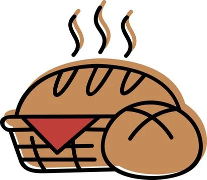Fresh bread loaf and buns basket Stock Illustration
