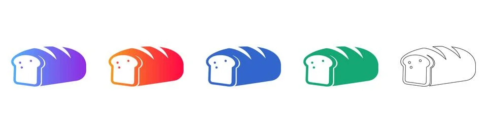 Fresh Bread Loaf Icon Collection with Gradient and Outline Styles Stock Illustration
