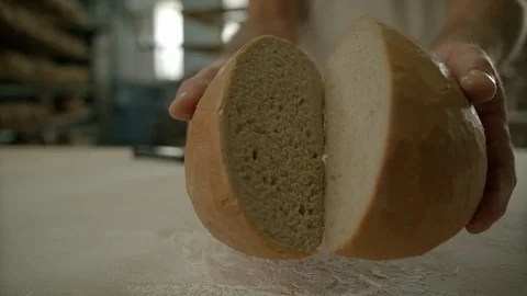 Fresh bread opened in bakery Stock Footage 93104860