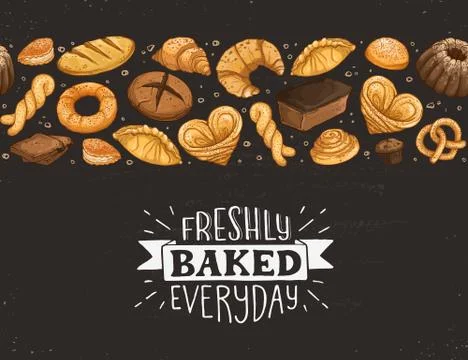 Fresh bread poster Stock Illustration