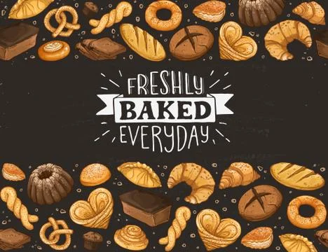 Fresh bread poster Stock Illustration