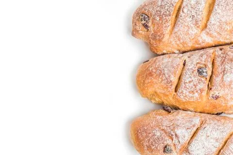 Fresh bread with raisins 库存照片