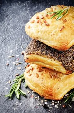 Fresh bread rolls with herbs Photos