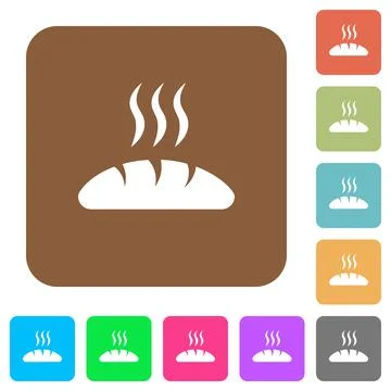 Fresh bread rounded square flat icons Stock Illustration