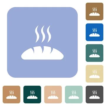 Fresh bread rounded square flat icons Stock Illustration