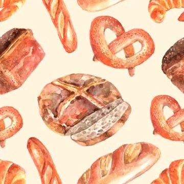 Fresh bread seamless decorative pattern 스톡 일러스트