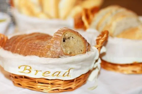 Fresh bread served for breakfast Stock Photos
