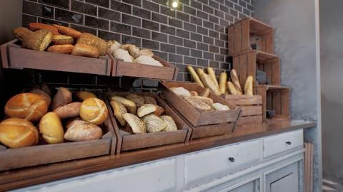 Fresh bread on shelves in bakery Stock Illustration
