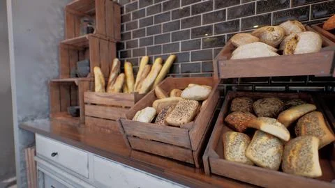 Fresh bread on shelves in bakery Stock Illustration